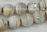 CAA724 15.5 inches 14mm faceted round fire crackle agate beads