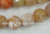 CAA727 15.5 inches 14mm faceted round fire crackle agate beads