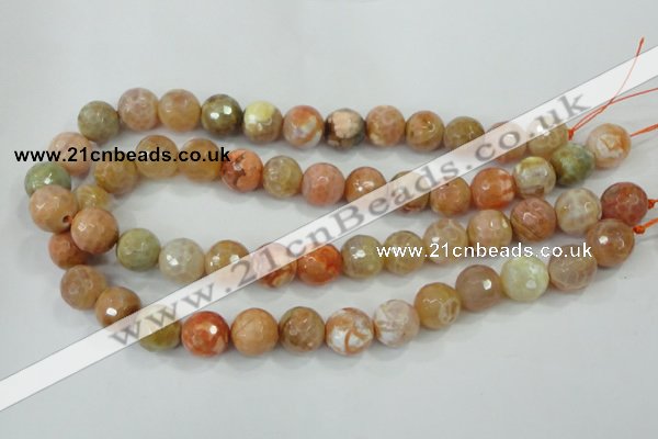 CAA727 15.5 inches 14mm faceted round fire crackle agate beads