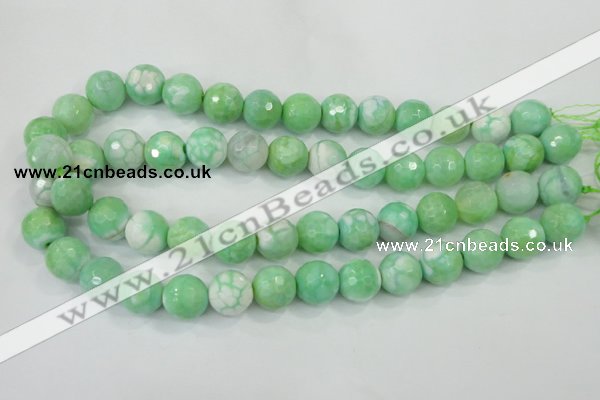 CAA728 15.5 inches 14mm faceted round fire crackle agate beads