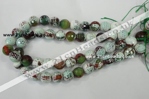 CAA731 15.5 inches 16mm faceted round fire crackle agate beads