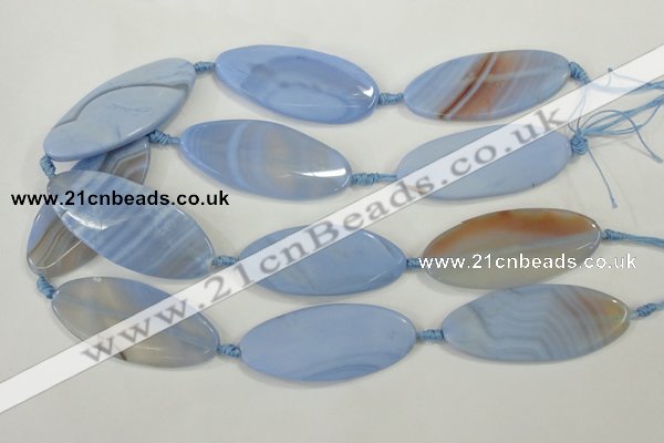 CAA747 15.5 inches 25*55mm twisted oval blue lace agate beads wholesale