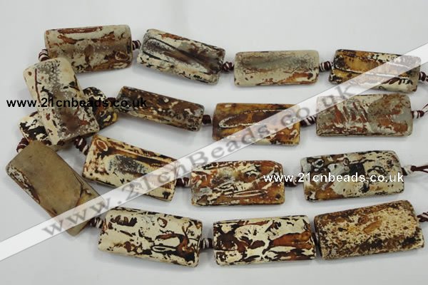 CAA757 15.5 inches 21*41mm rectangle wooden agate beads wholesale