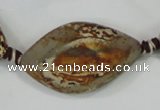 CAA759 15.5 inches 22*33mm twisted marquise wooden agate beads