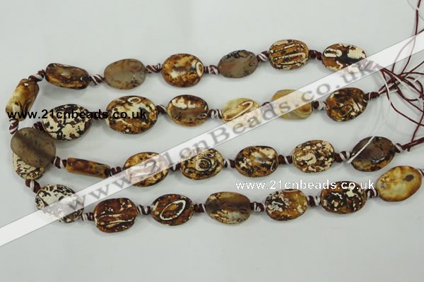 CAA760 15.5 inches 14*18mm twisted oval wooden agate beads