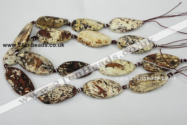 CAA761 15.5 inches 21*40mm twisted oval wooden agate beads