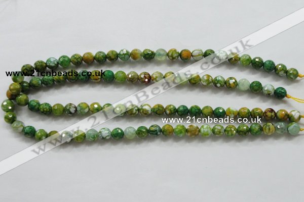 CAA790 15.5 inches 8mm faceted round fire crackle agate beads