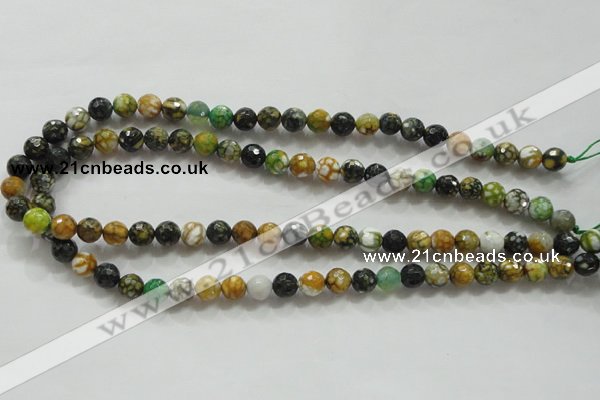 CAA791 15.5 inches 8mm faceted round fire crackle agate beads