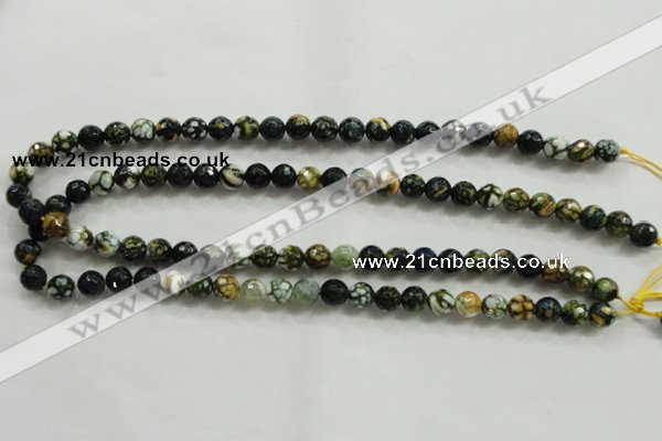 CAA792 15.5 inches 8mm faceted round fire crackle agate beads