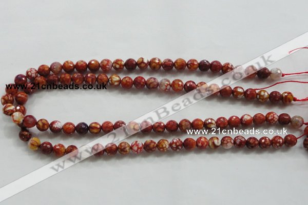 CAA794 15.5 inches 8mm faceted round fire crackle agate beads