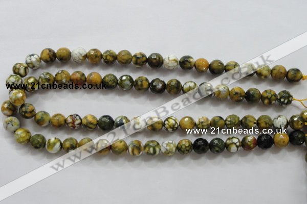 CAA797 15.5 inches 10mm faceted round fire crackle agate beads