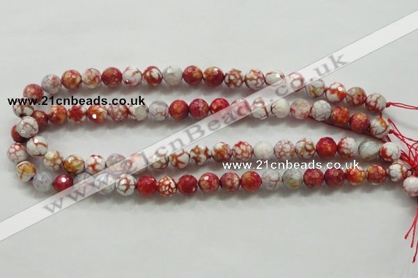 CAA799 15.5 inches 10mm faceted round fire crackle agate beads