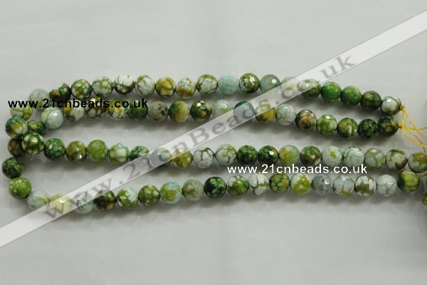 CAA801 15.5 inches 10mm faceted round fire crackle agate beads