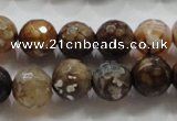 CAA802 15.5 inches 12mm faceted round fire crackle agate beads