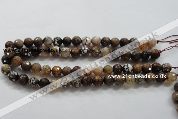 CAA802 15.5 inches 12mm faceted round fire crackle agate beads