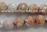 CAA803 15.5 inches 12mm faceted round fire crackle agate beads