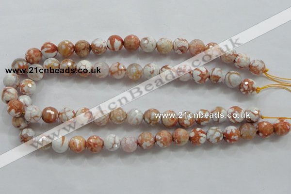 CAA803 15.5 inches 12mm faceted round fire crackle agate beads