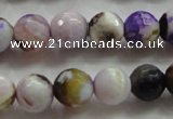 CAA804 15.5 inches 12mm faceted round fire crackle agate beads