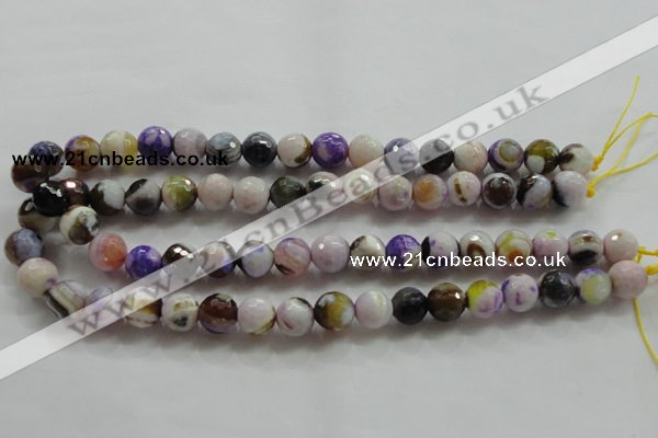 CAA804 15.5 inches 12mm faceted round fire crackle agate beads