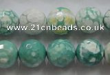 CAA805 15.5 inches 14mm faceted round fire crackle agate beads