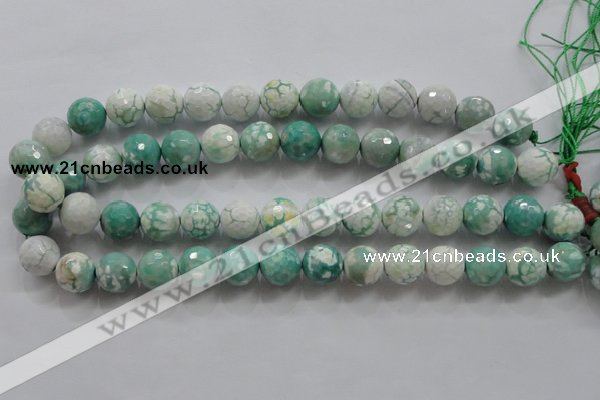 CAA805 15.5 inches 14mm faceted round fire crackle agate beads