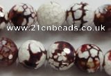 CAA806 15.5 inches 14mm faceted round fire crackle agate beads