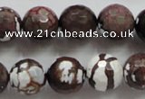 CAA807 15.5 inches 14mm faceted round fire crackle agate beads