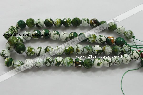 CAA808 15.5 inches 14mm faceted round fire crackle agate beads