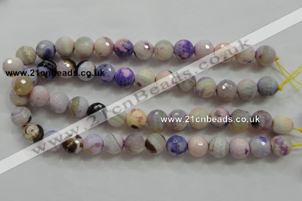 CAA809 15.5 inches 14mm faceted round fire crackle agate beads