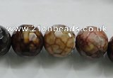 CAA813 15.5 inches 16mm faceted round fire crackle agate beads