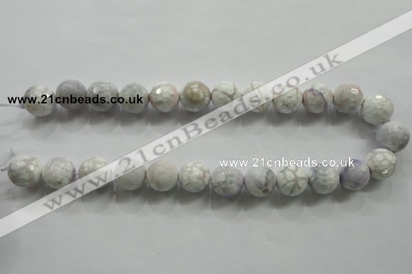 CAA815 15.5 inches 16mm faceted round fire crackle agate beads