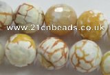 CAA816 15.5 inches 16mm faceted round fire crackle agate beads