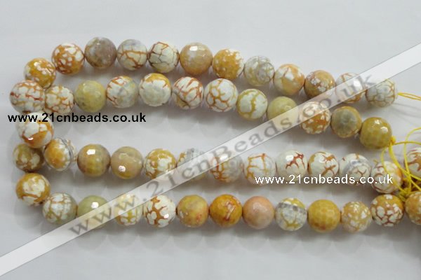 CAA816 15.5 inches 16mm faceted round fire crackle agate beads