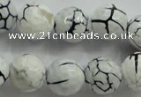 CAA818 15.5 inches 16mm faceted round fire crackle agate beads