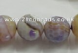 CAA819 15.5 inches 18mm faceted round fire crackle agate beads