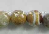 CAA820 15.5 inches 18mm faceted round fire crackle agate beads