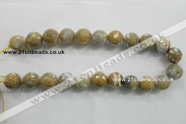 CAA820 15.5 inches 18mm faceted round fire crackle agate beads