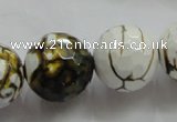 CAA822 15.5 inches 20mm faceted round fire crackle agate beads