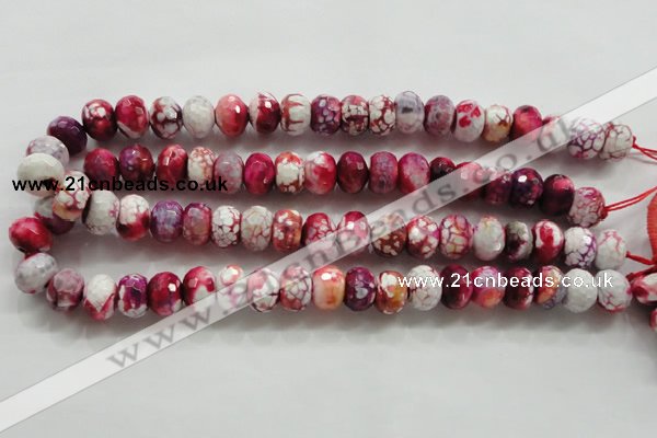 CAA826 15.5 inches 10*14mm faceted rondelle fire crackle agate beads