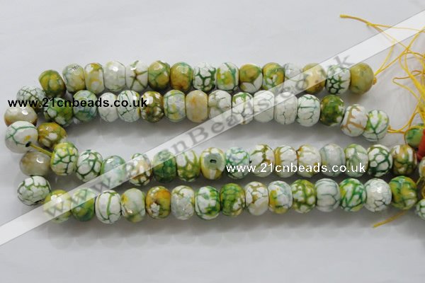 CAA830 15.5 inches 12*16mm faceted rondelle fire crackle agate beads