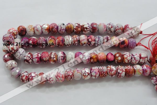 CAA831 15.5 inches 12*16mm faceted rondelle fire crackle agate beads