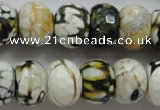 CAA832 15.5 inches 12*16mm faceted rondelle fire crackle agate beads