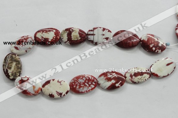 CAA840 15.5 inches 20*30mm twisted oval fire crackle agate beads