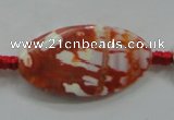 CAA841 15.5 inches 20*40mm twisted oval fire crackle agate beads