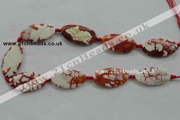 CAA841 15.5 inches 20*40mm twisted oval fire crackle agate beads