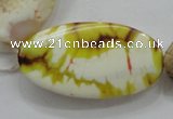 CAA842 15.5 inches 20*40mm twisted oval fire crackle agate beads