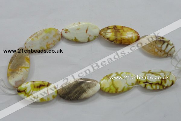 CAA842 15.5 inches 20*40mm twisted oval fire crackle agate beads