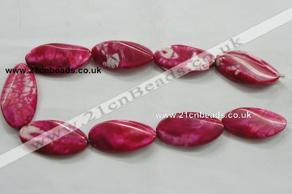 CAA844 15.5 inches 22*40mm twisted oval fire crackle agate beads