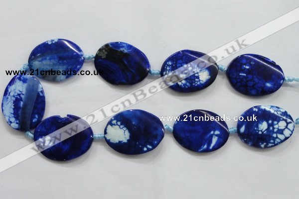 CAA847 15.5 inches 30*40mm twisted oval fire crackle agate beads