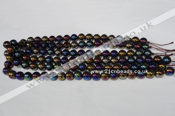 CAA850 15.5 inches 10mm round AB-color black agate beads